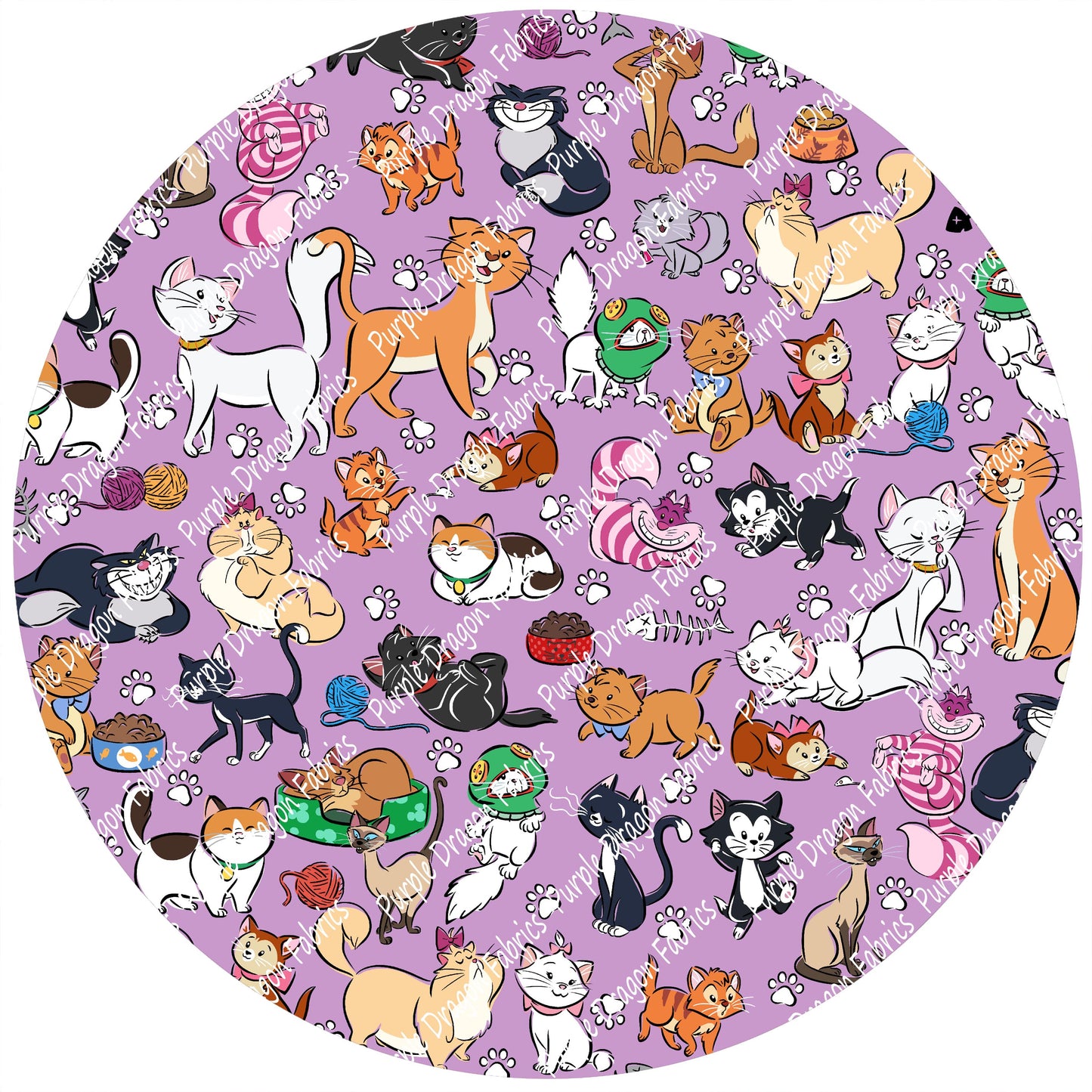 Cats - Lavender - WATER RESISTANT CANVAS