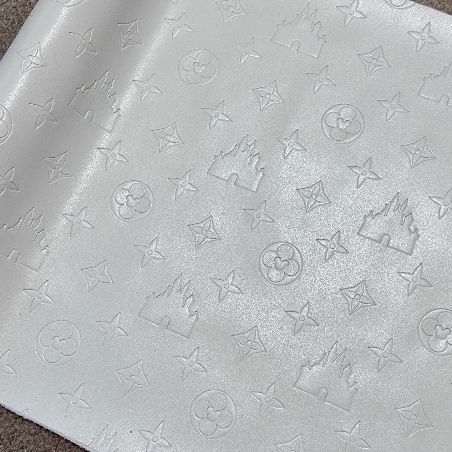 Cotton White "Castle" Smooth Texture - EMBOSSED VINYL