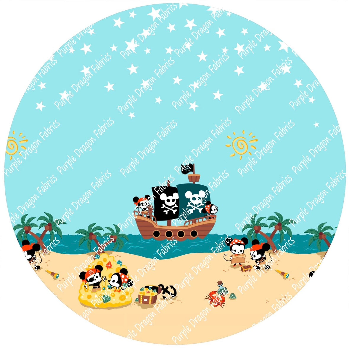 Pirate Mouse - DOUBLE BORDER - WATER RESISTANT CANVAS