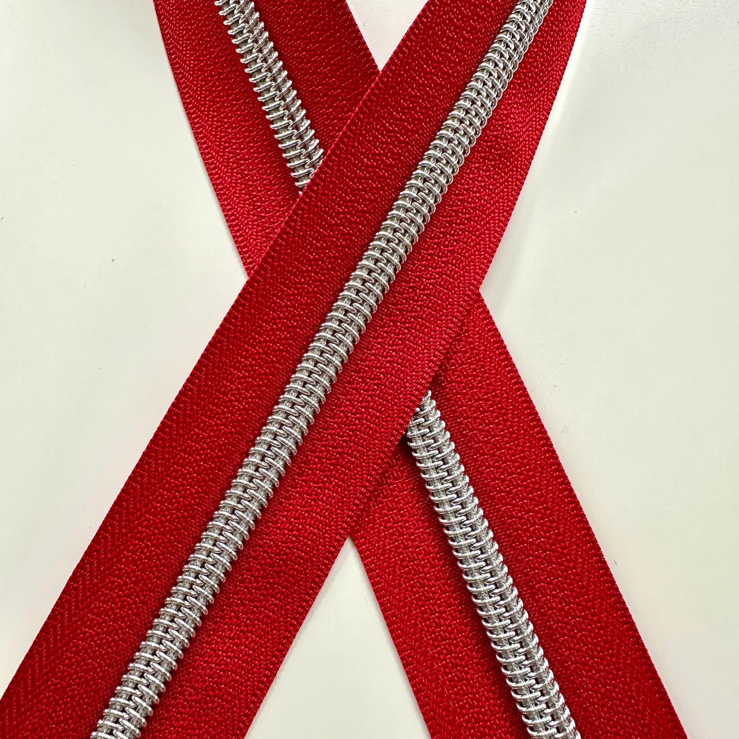 Red tape w/ nickel coil - 3 yards - Zipper Tape