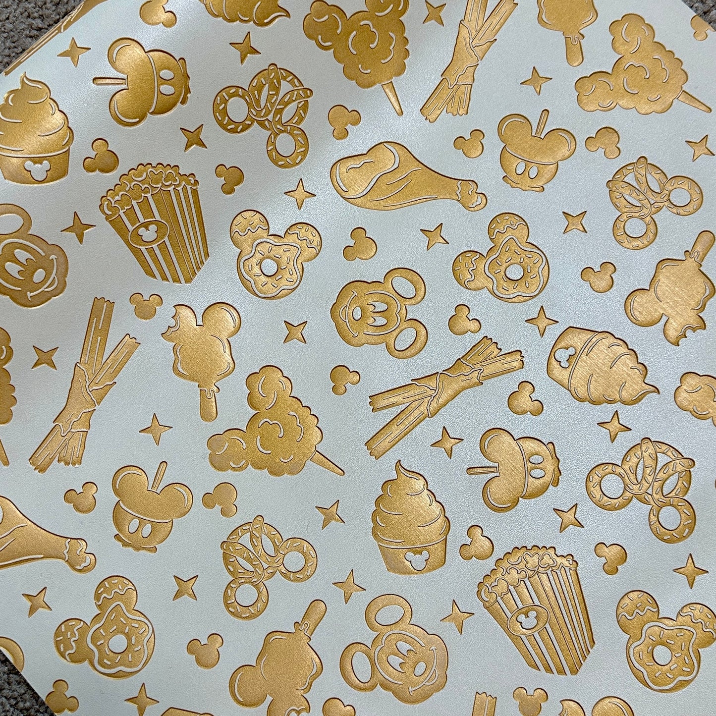 Cream/Gold Two-tone "Snacks" Smooth Texture - EMBOSSED VINYL
