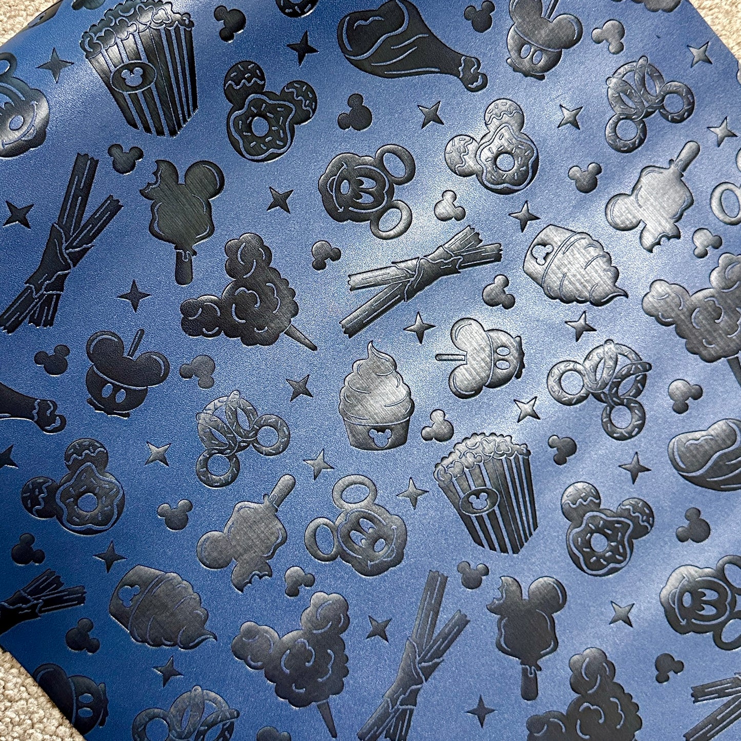 Blue Two-tone "Snacks" Smooth Texture - EMBOSSED VINYL
