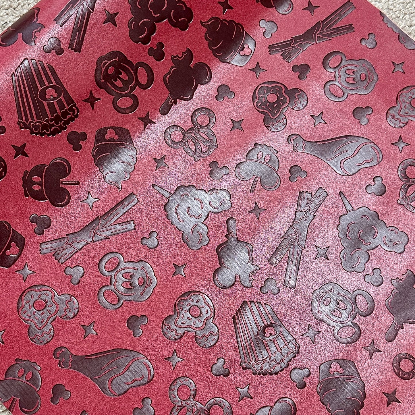 Red Two-tone "Snacks" Smooth Texture - EMBOSSED VINYL