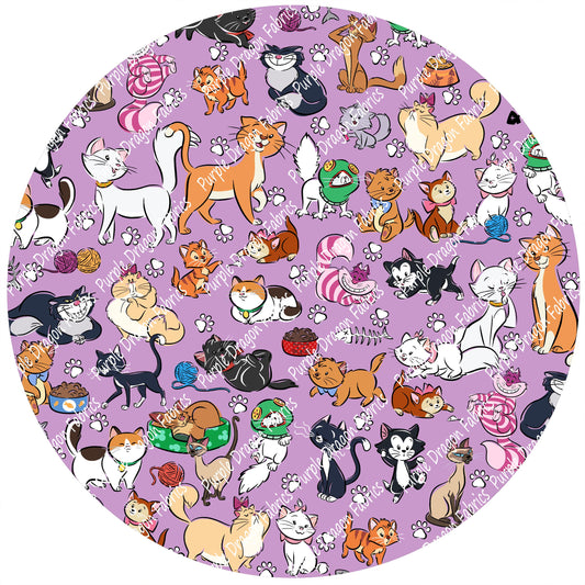Cats - Lavender - WATER RESISTANT CANVAS