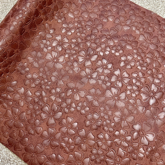 Brown "Floral" Faux Suede - EMBOSSED VINYL