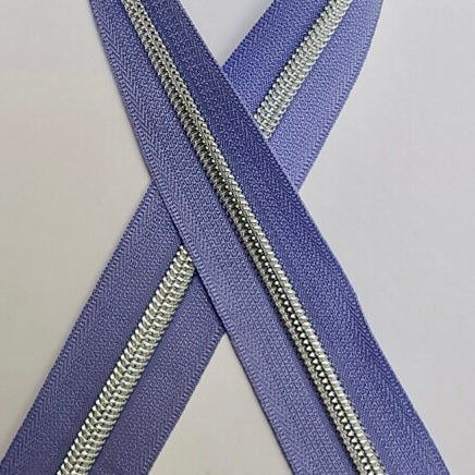 Lavender w/ silver coil - 3 yards - Zipper Tape