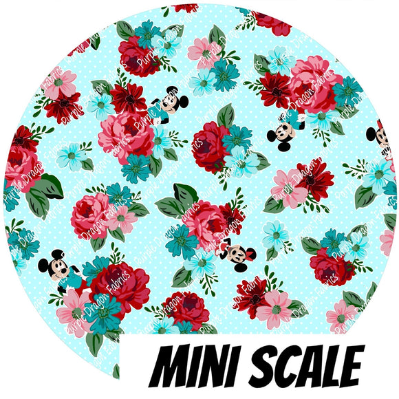 Cabbage Rose Mouse (Mini) - AQUA - VINYL