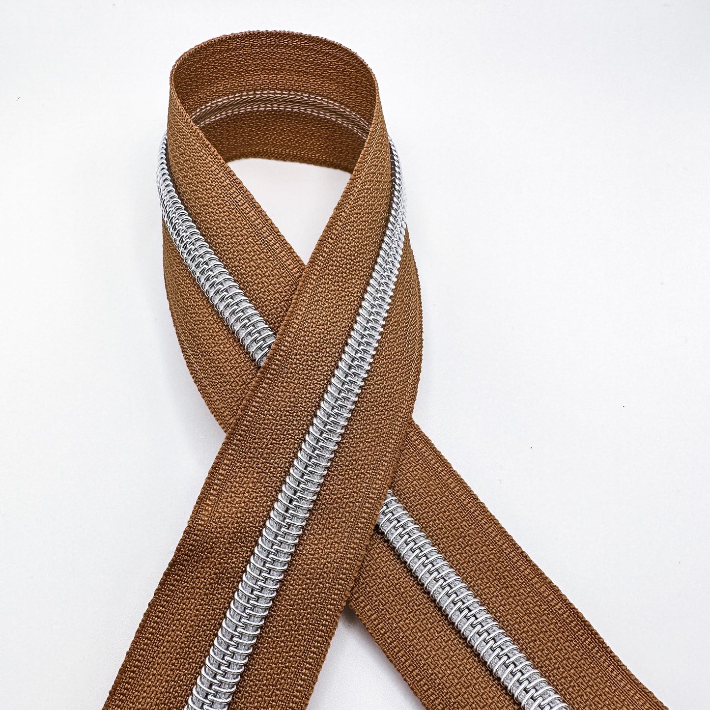 Tan w/ silver coil - 3 yards - Zipper Tape