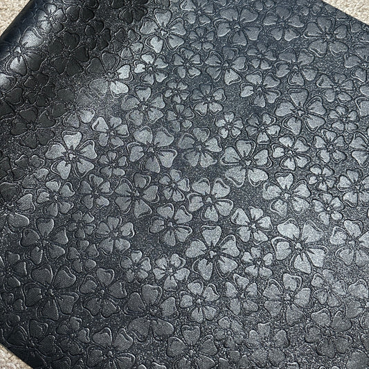 Black Sparkle "Floral" Smooth Texture - EMBOSSED VINYL