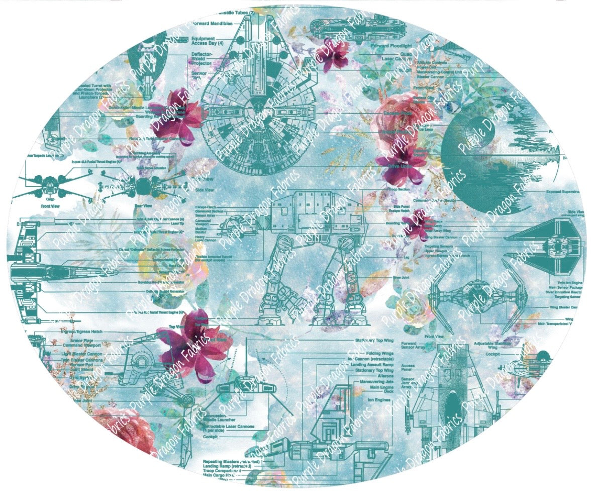 Floral Schematics (Teal)