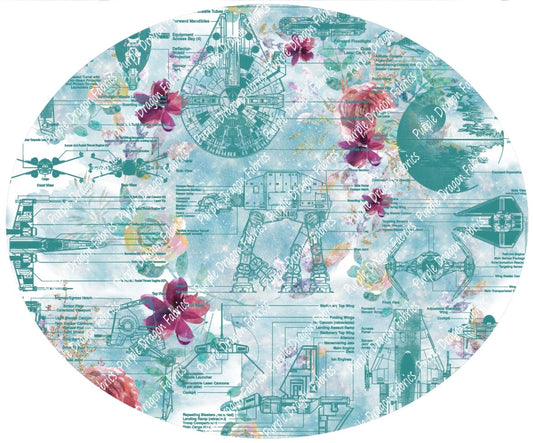Floral Schematics (Teal)