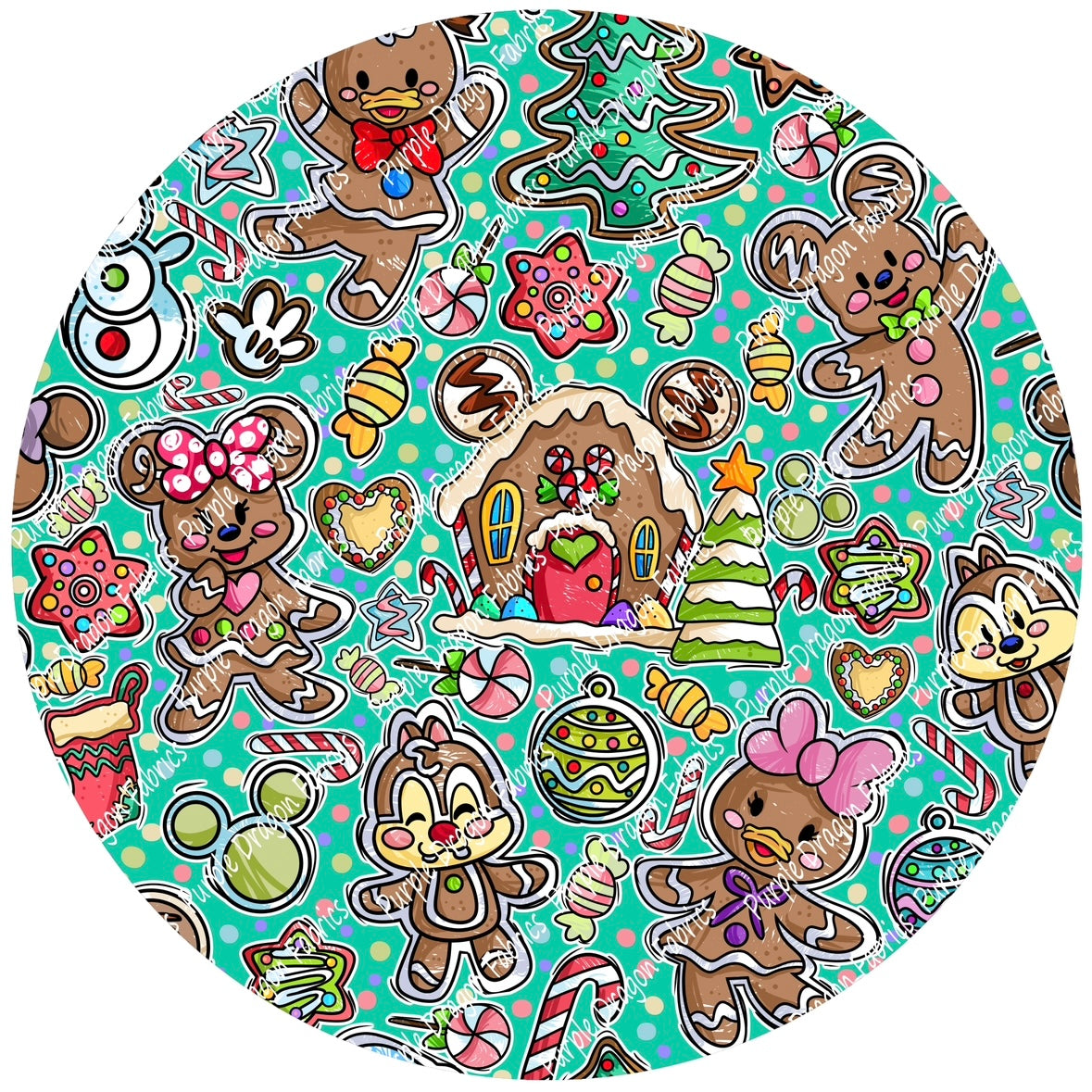 CMIYC Gingerbread - Aqua - WATER RESISTANT CANVAS