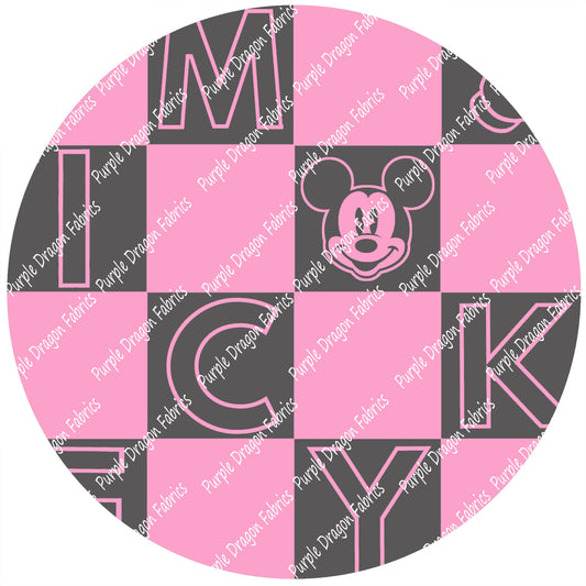Mouse Check - Pink - WATER RESISTANT CANVAS