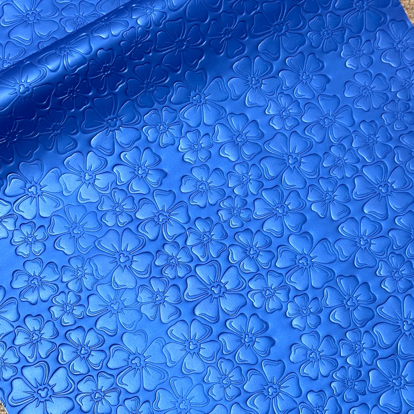Pearl Bright Blue "Floral" Smooth Texture - EMBOSSED VINYL