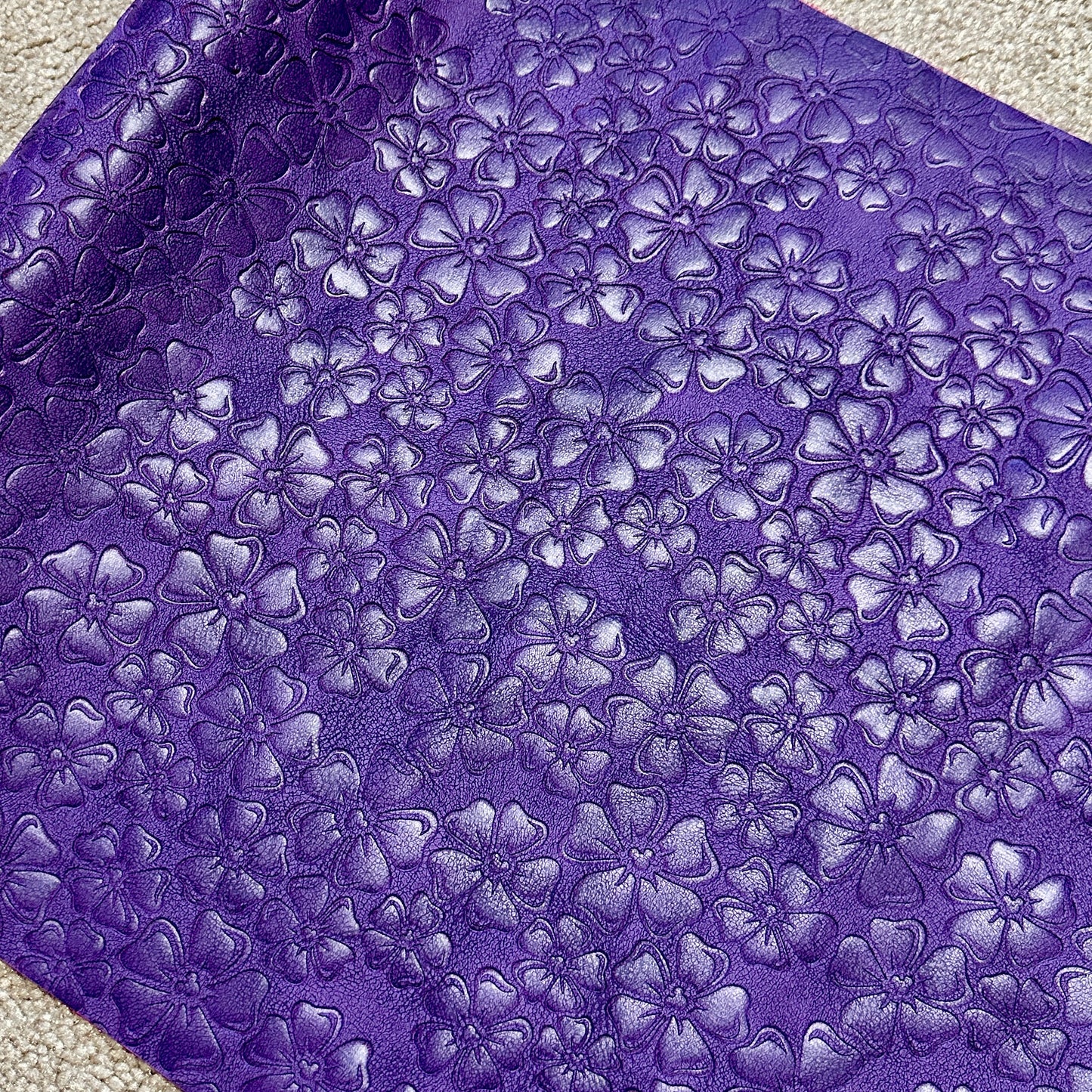 Purple "Floral" Faux Suede - EMBOSSED VINYL