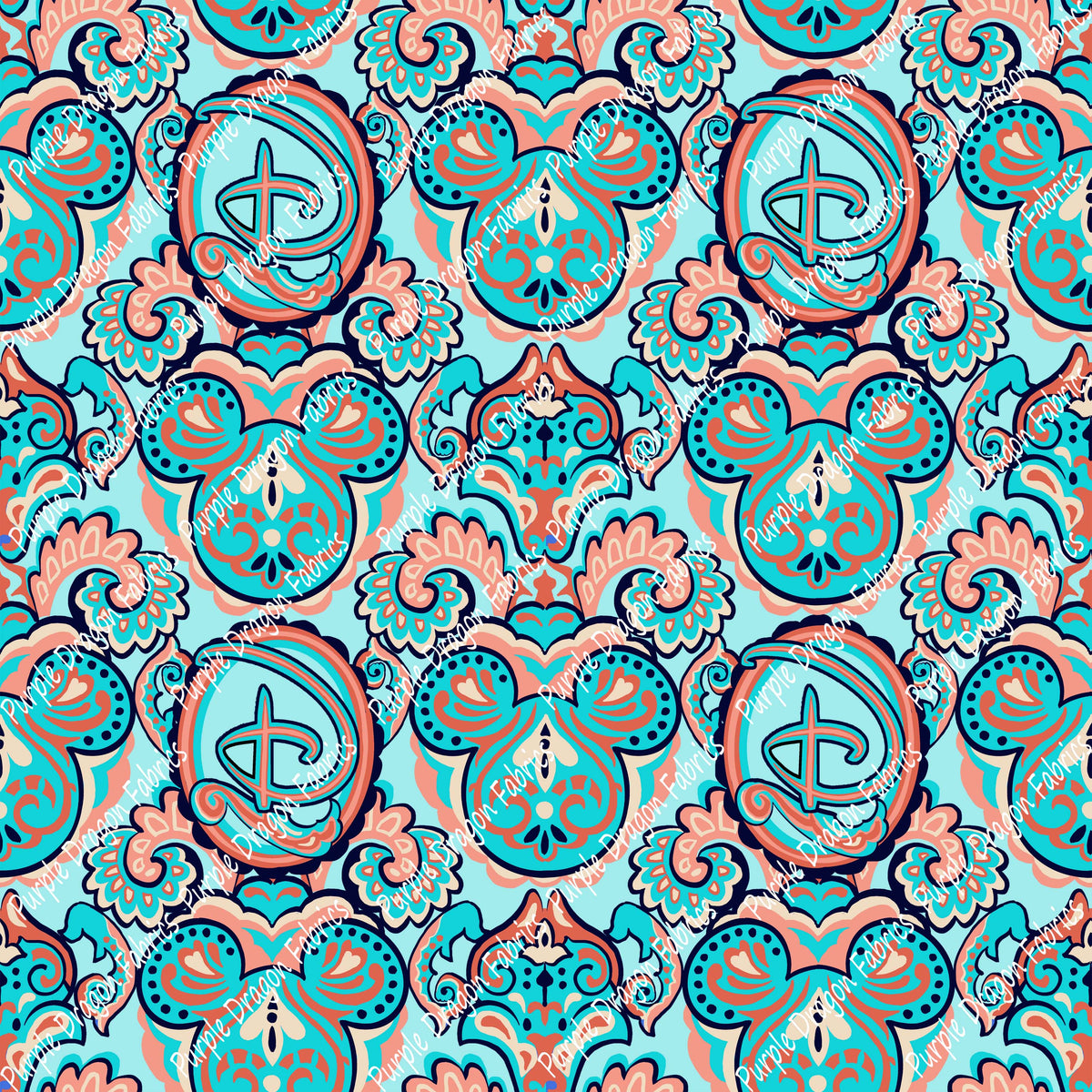 * PRE-ORDER - Mouse Damask (Aqua)