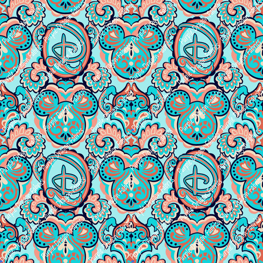* PRE-ORDER - Mouse Damask (Aqua)
