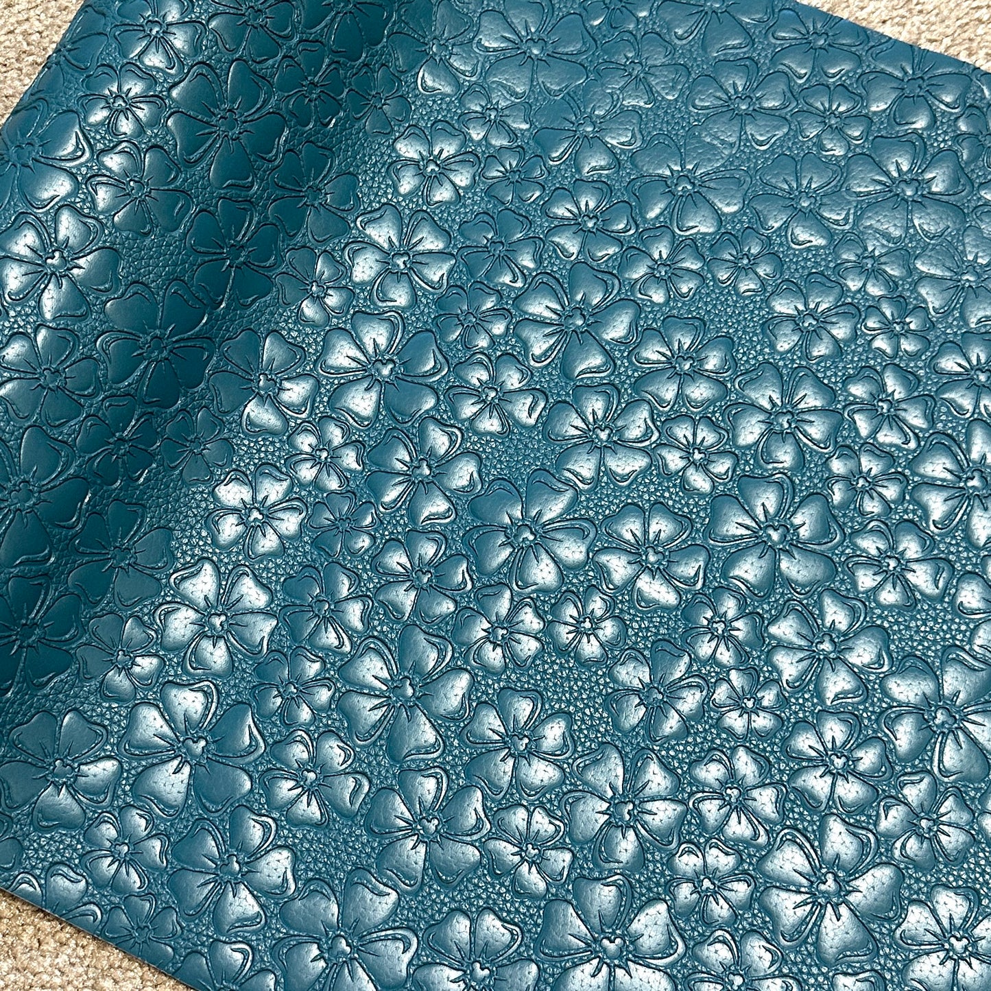 Teal "Floral" Pebble Texture - EMBOSSED VINYL