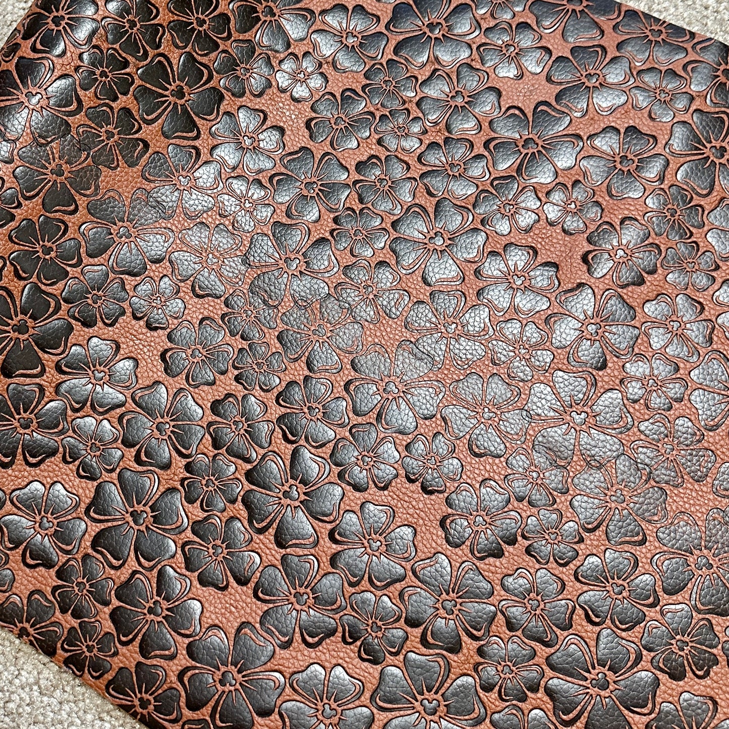 Brown Two-tone "Floral" Pebble Texture - EMBOSSED VINYL