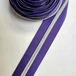 Purple w/ Nickel coil - 3 yards - Zipper Tape