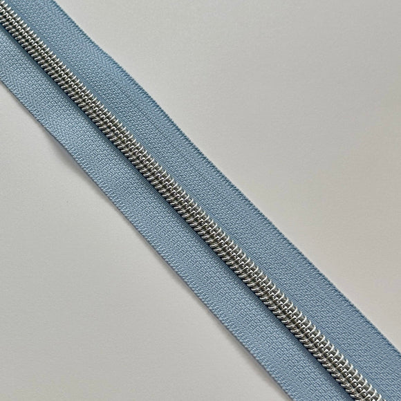 Pale Blue w/ nickel coil - 3 yards - Zipper Tape